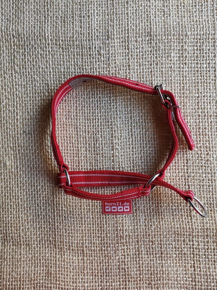 Bild 1 von Saugkälberhalfter mit Zugband  Gr.6  / (Farbe) rot mit weiße Streifen
