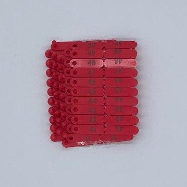 Bild 1 von Twintag oder Rototag Ohrmarken, 50er Packung  / (Farbe:) rot / (Nummerierung) 51-100